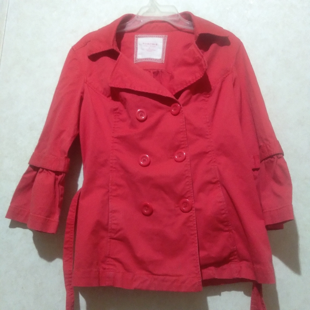 Sonoma 3/4 sleeve rosy red jacket with belt size medium - Picture 4 of 11